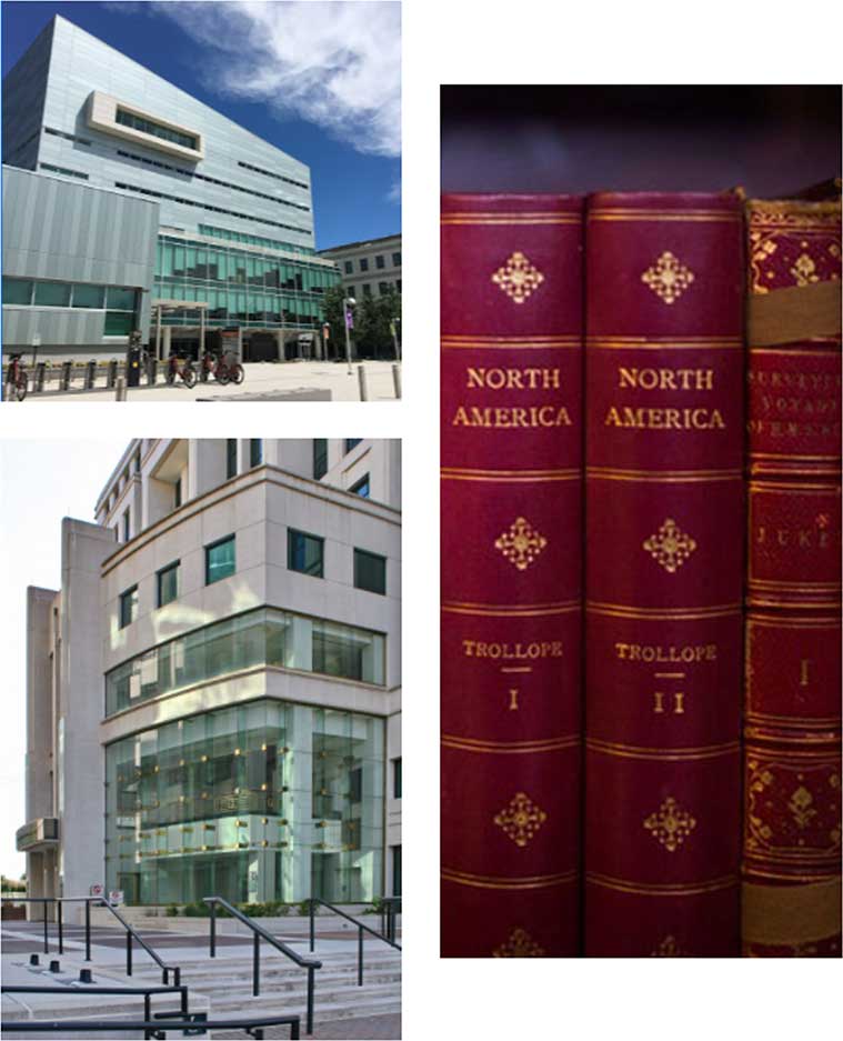 collage of Arlington courthouse and lawbooks